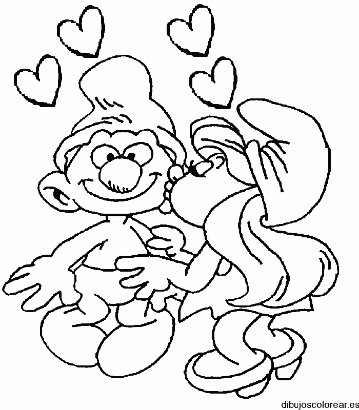 Dibujo de Pitufos enamorados