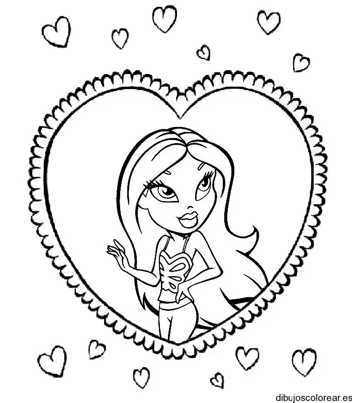 Dibujo de una chica en un corazón