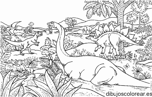 Dibujo de paisaje jurásico