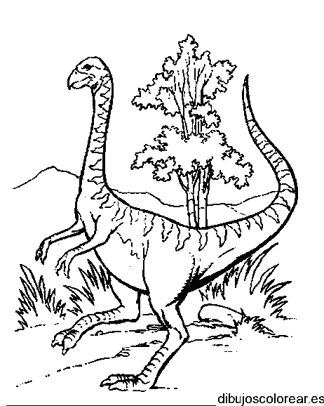 Dibujo de un dinosaurio en el bosque