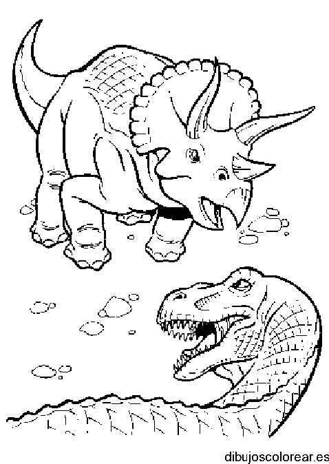 Dibujo de dinosaurios en pelea