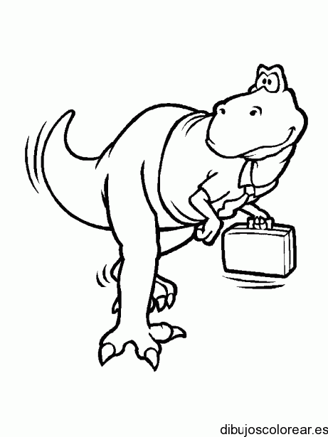 Dibujo de un dinosaurio con una maleta
