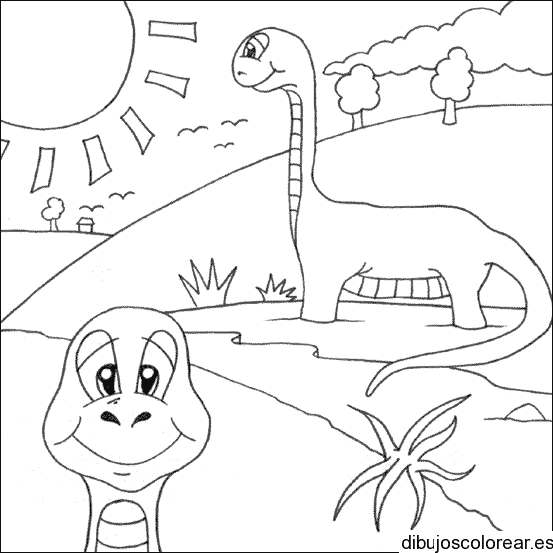 Dibujo de una pareja de dinosaurios
