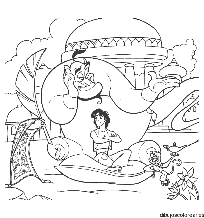 Dibujo de Aladin y el genio