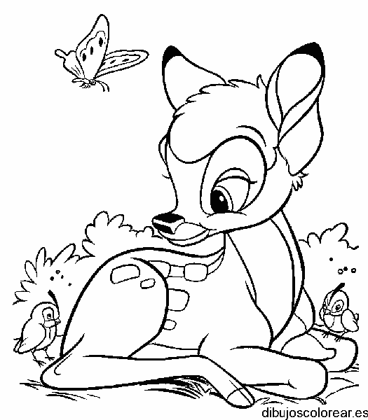 Dibujo de Bambi y una mariposa