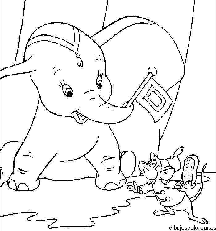 Dibujo de Dumbo con una bandera