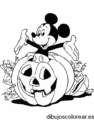 Dibujo de Mickey Mouse en una calabaza