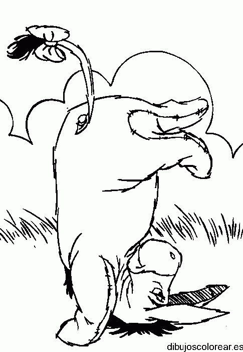 Dibujo del burro Igor haciendo acrobacias