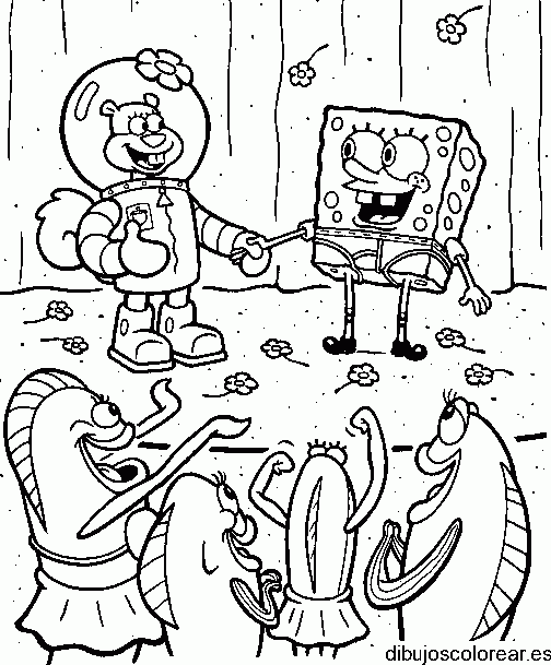 Dibujo Bob Esponja saludando