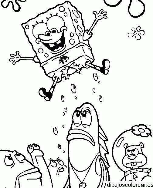 Dibujo de Bob la esponja y peces