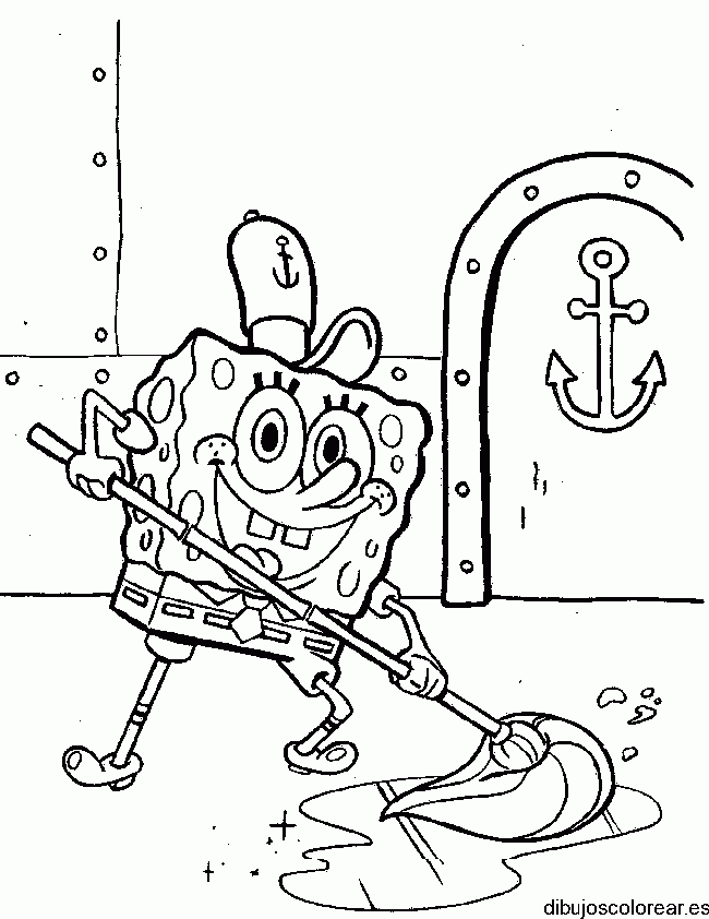 Dibujo de Bob la esponja limpiando