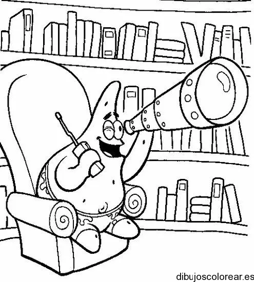Dibujo de Patricio y un telescopio