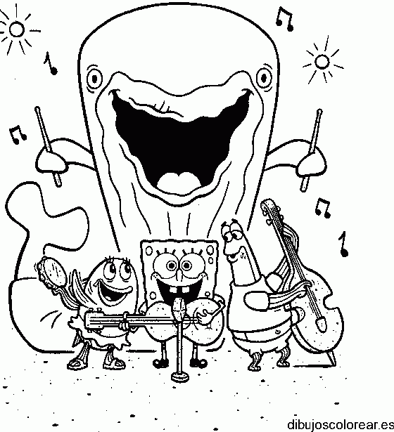 Dibujo de Bob la esponja haciendo música