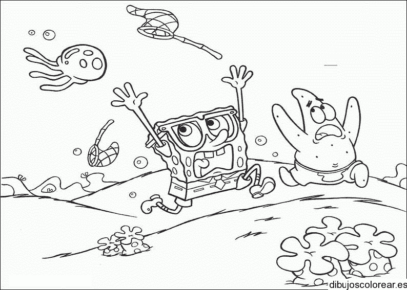 Dibujo de Bob Esponja y Patricio pescando