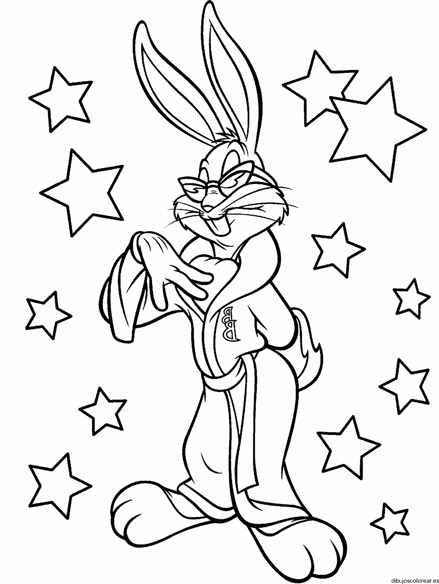 Dibujo de Bugss Bunny y las estrellas