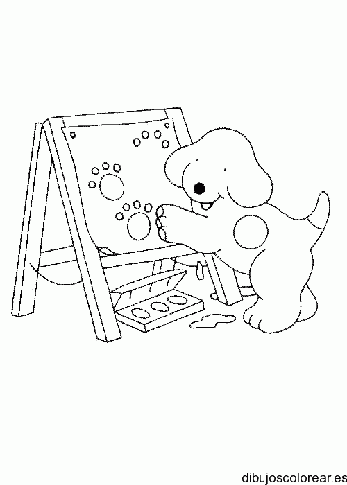 Dibujo de un perro en una escalera
