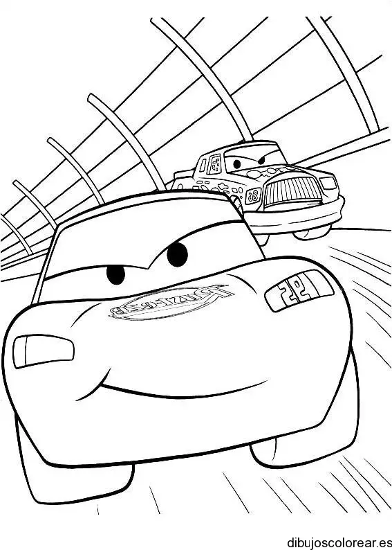 Dibujo de dos cochecitos compitiendo