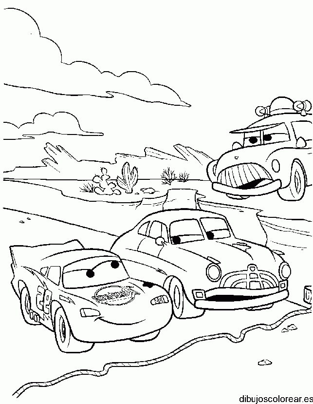 Dibujo de cochecitos en la meta