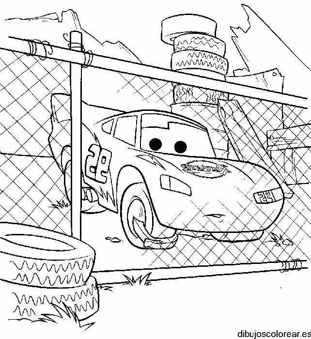 Dibujo de un cochecito en una cochera