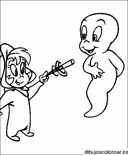 Dibujo de Gasparín y una brujita