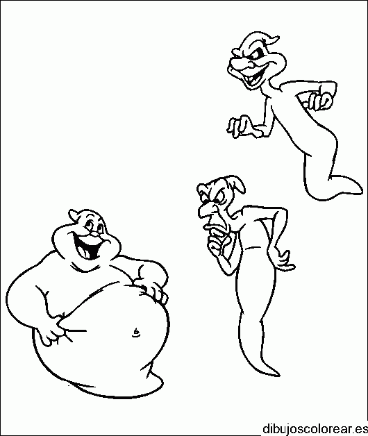 Dibujo de tres fantasmas charlando