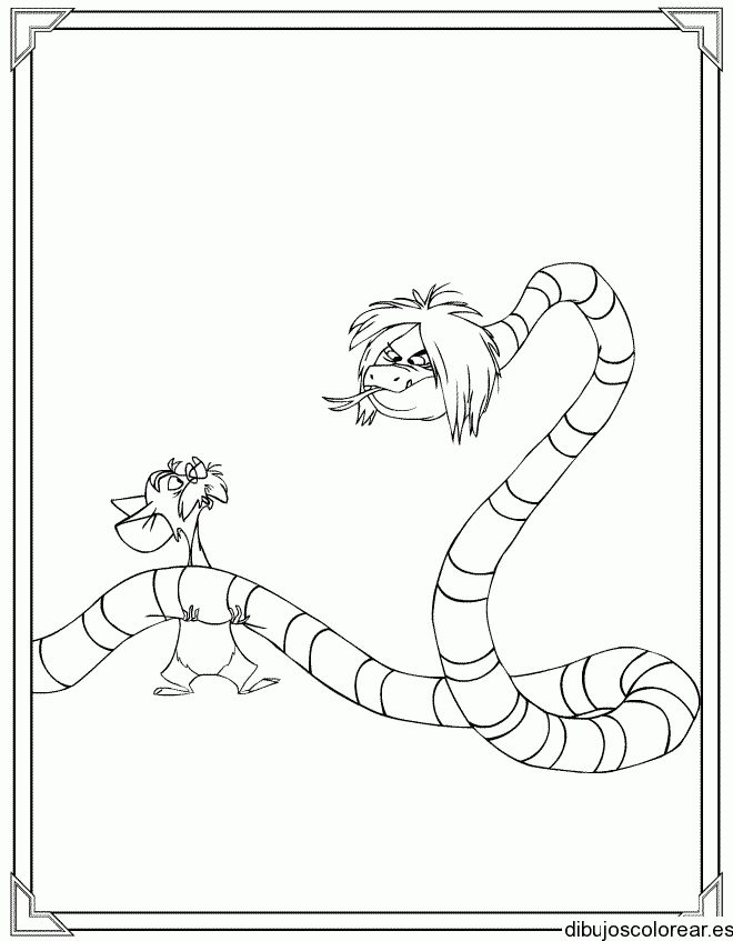 Dibujo de una serpiente y un gato