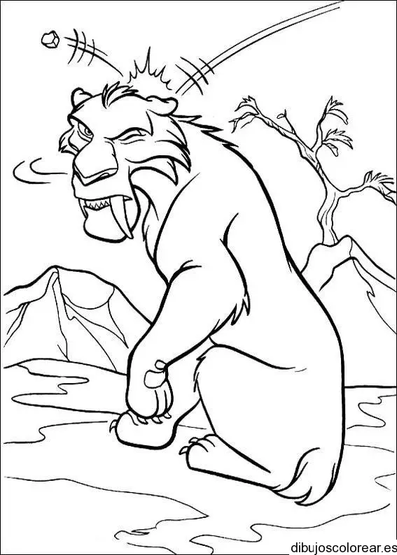 Dibujo de un león y una piedra