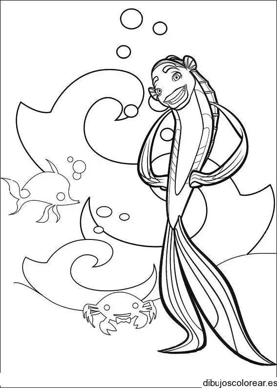 Dibujo del Espanta Tiburones y un cangrejo