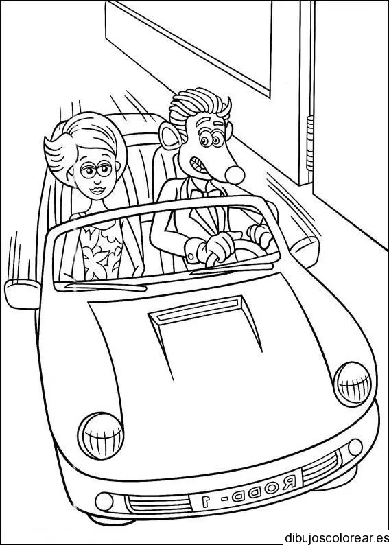 Dibujo de pareja en coche