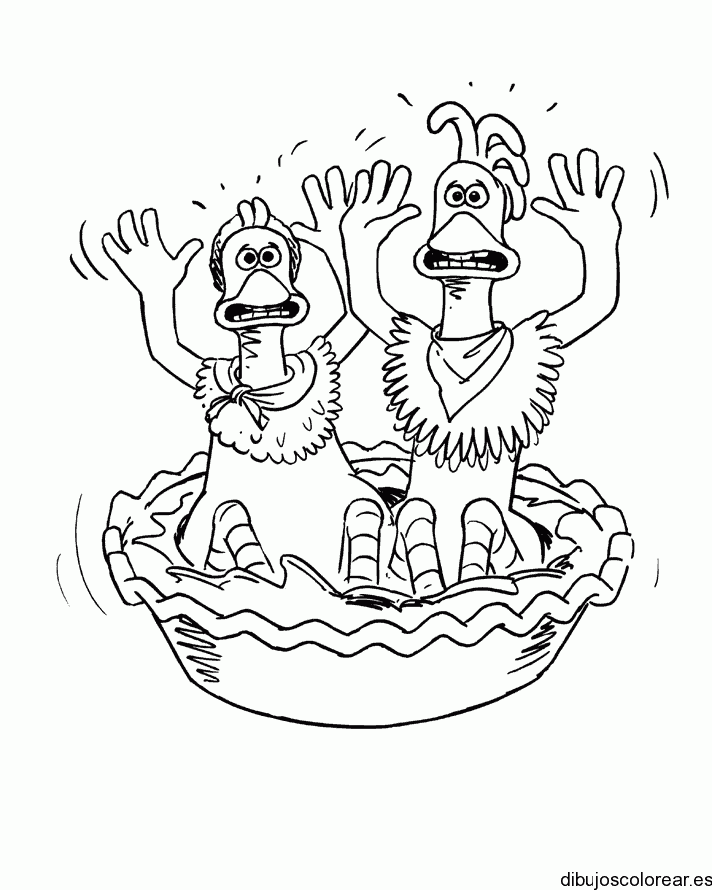 Dibujo de dos pollos asustados