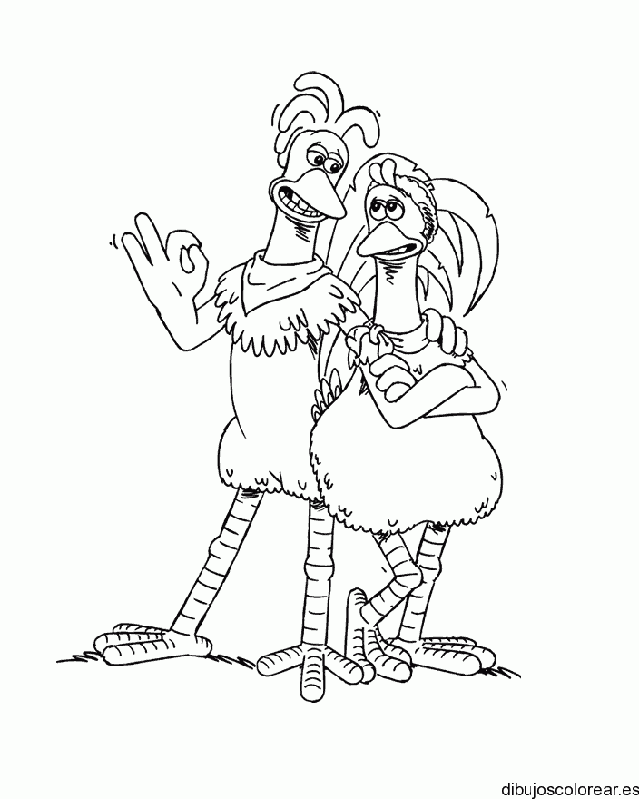 Dibujo de una pareja de pollos