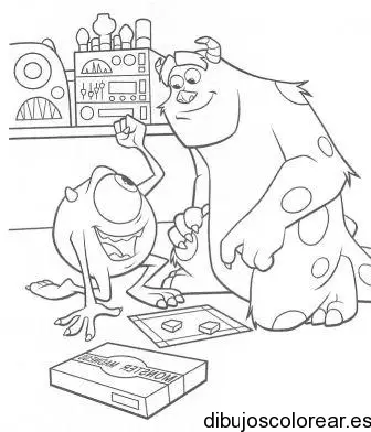 Dibujo de Monsters Inc jugando