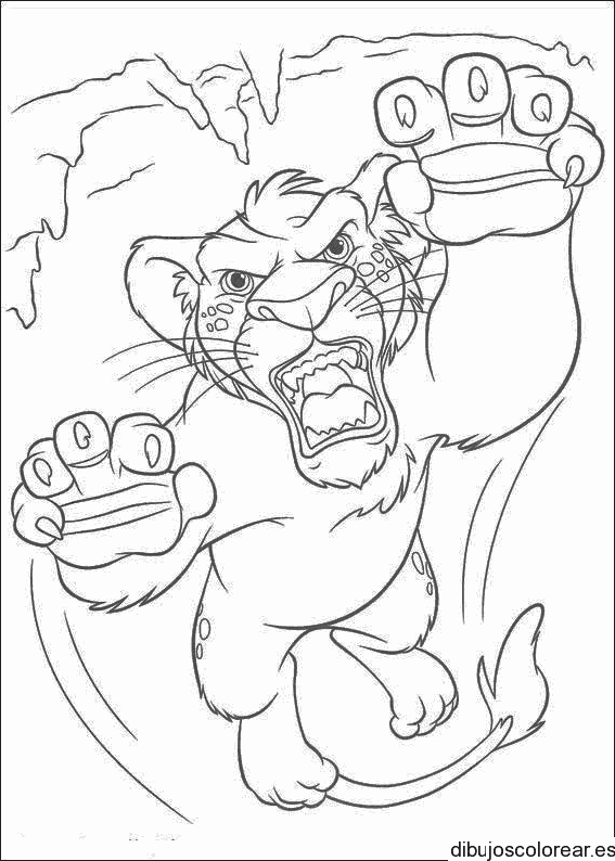 Dibujo de un león al ataque