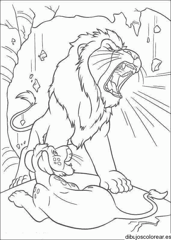 Dibujo de un león rugiendo