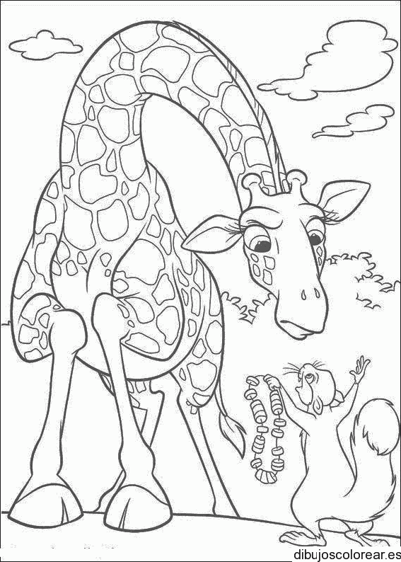 Dibujo de una jirafa y una ardilla