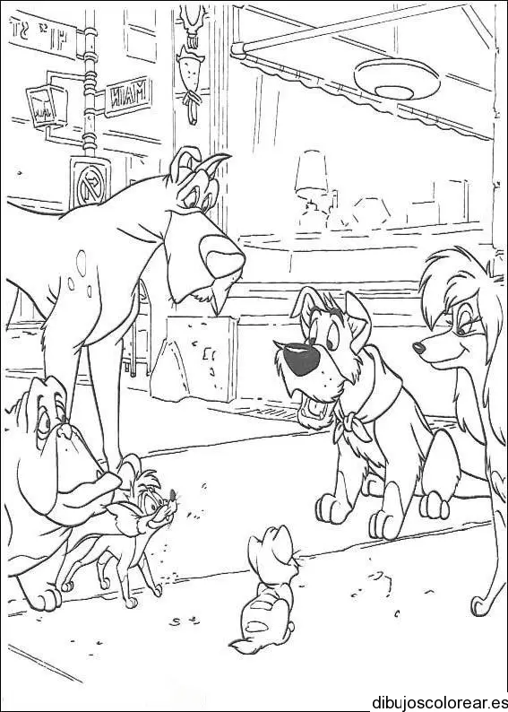 Dibujo de una reunión de perros