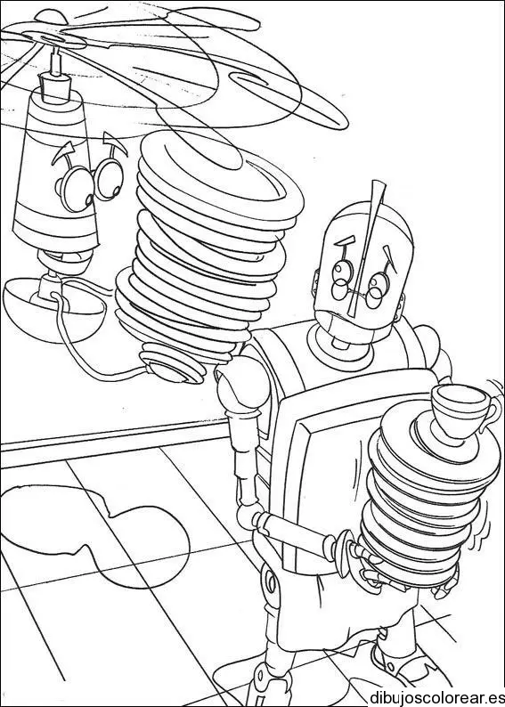 Tatuaje de dos robots haciendo experimentos