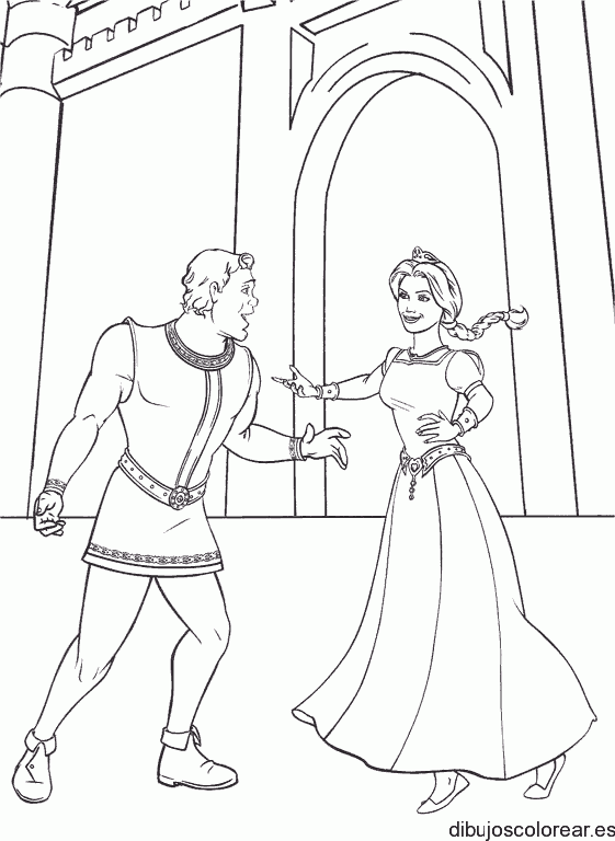 Dibujo de Shrek y Fiona bailando