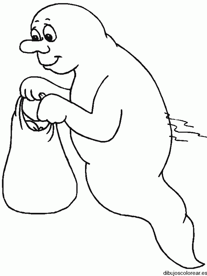 Dibujo de un fantasma pidiendo dulces 