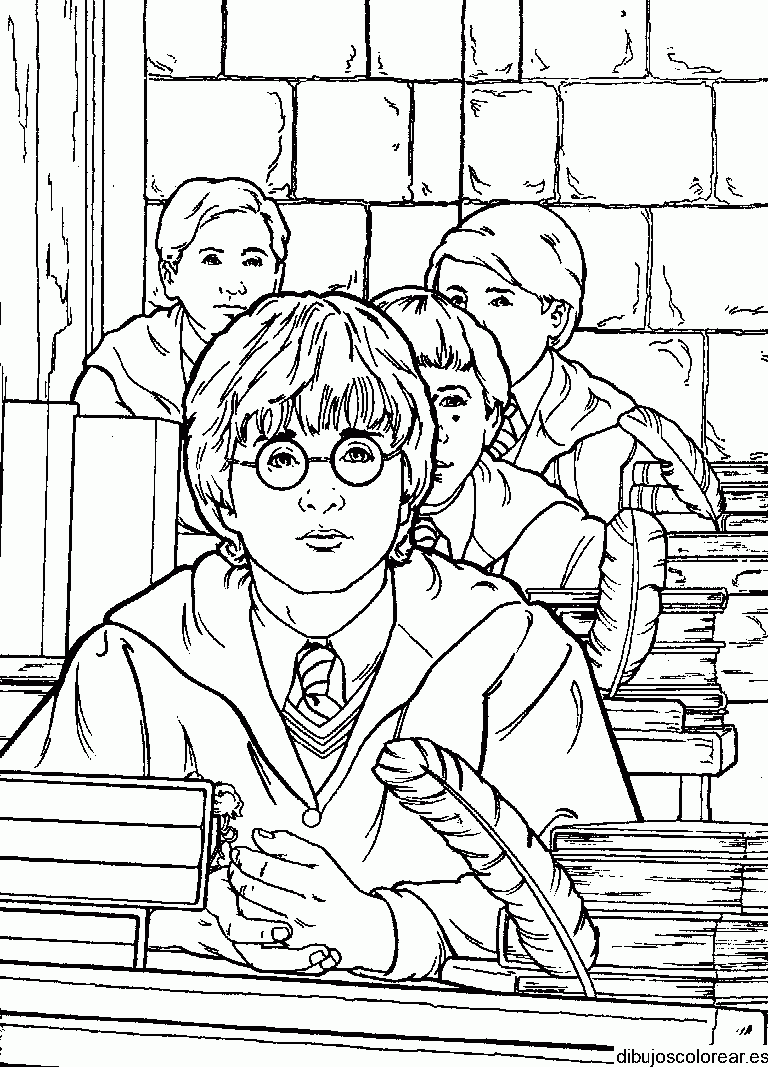 Dibujo de Harry Potter y sus amigos