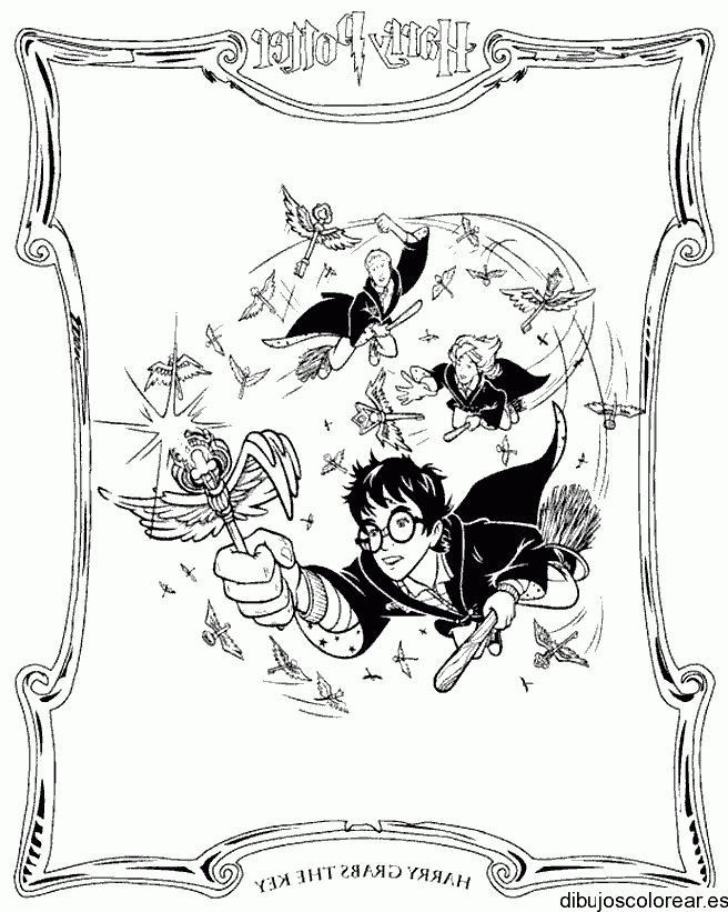 Dibujo de Harry Potter volando