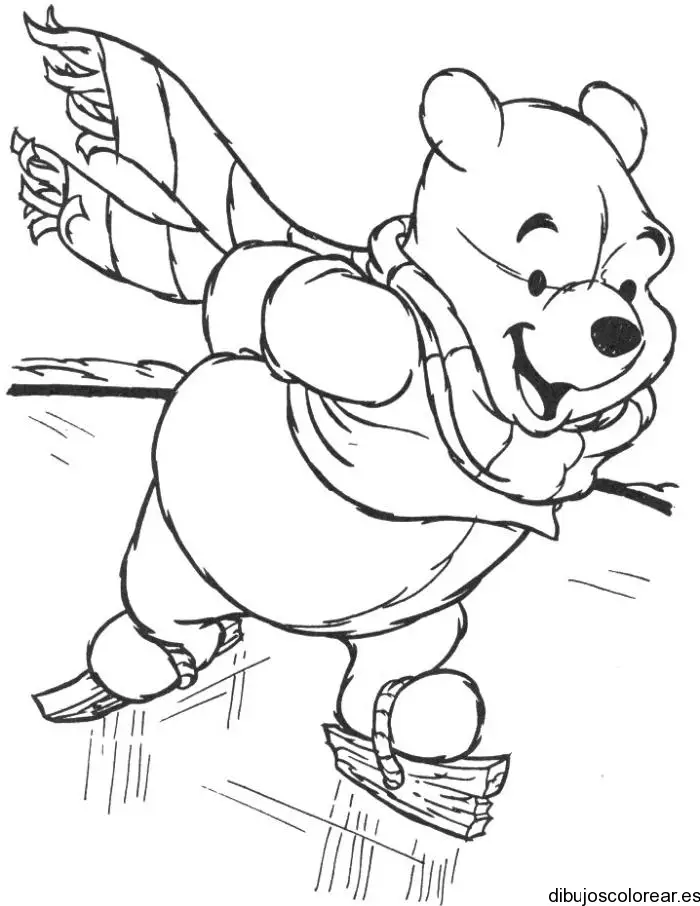 Dibujo de Winnie the Pooh patinando
