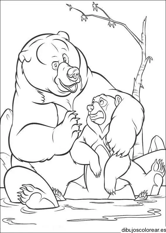 Dibujo de dos osos en el río