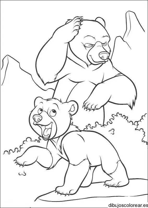 Dibujo de papá oso y el pequeño oso