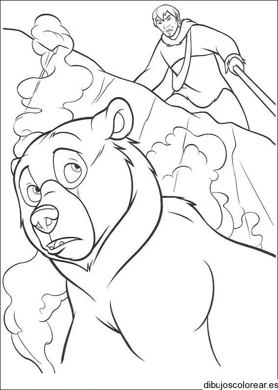 Dibujo de un cazador y un oso