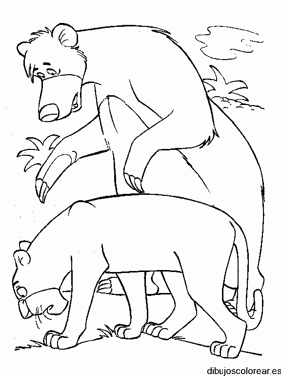 Dibujo de un oso y un león charlando