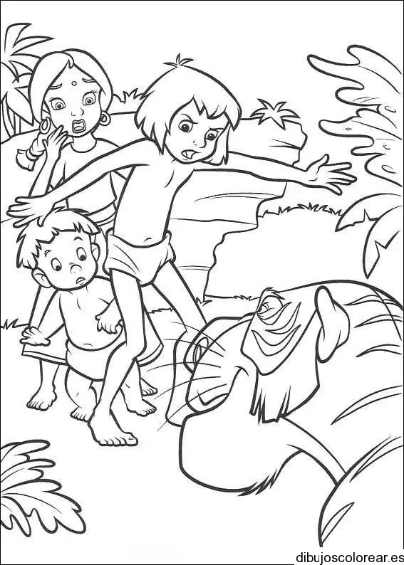 Dibujo de Mowgli enfadado
