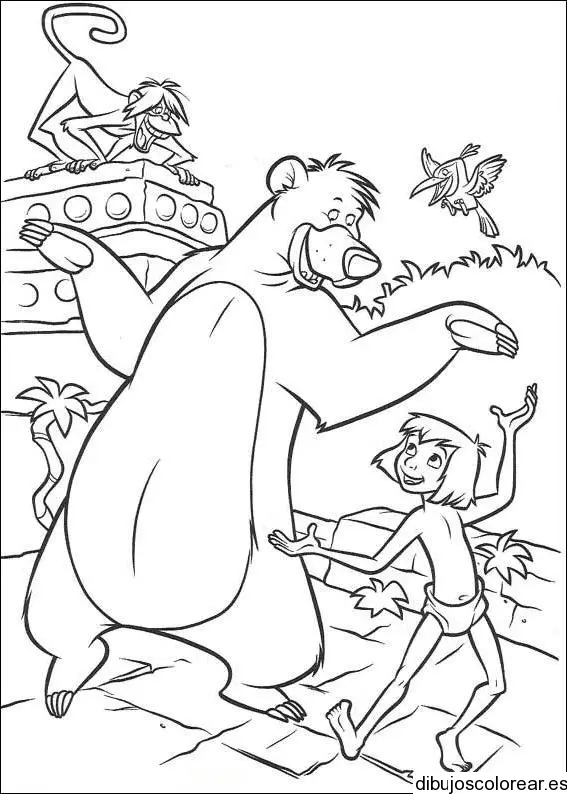 Dibujo de los personajes del Libro de la selva