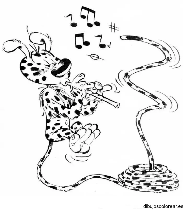 Dibujo de Marsupilami tocando flauta