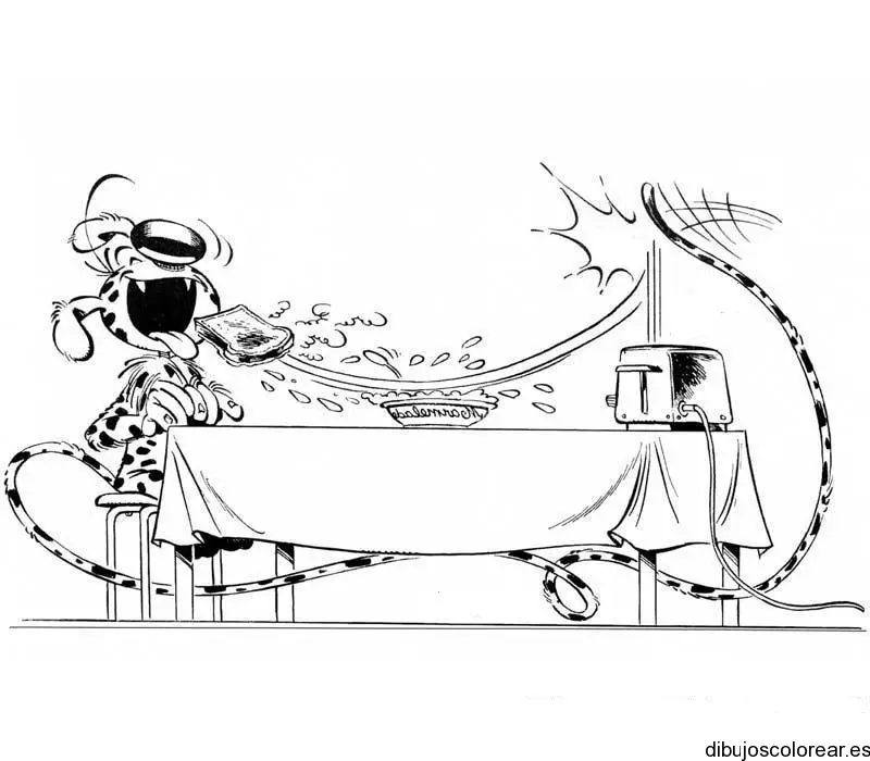 Dibujo de Marsupilami comiendo